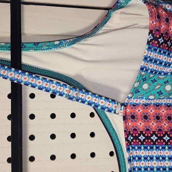 Lands End Tankini Top Swimsuit Size 18 Underwire Blue Square Neck - Picture 5 of 6